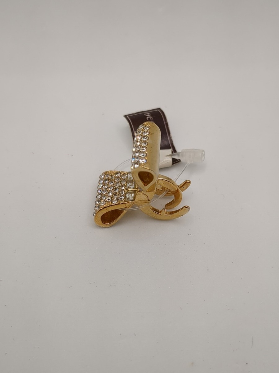 Henri Bendel Gold Tone Crystal Hinged Broadway Bow Claw Hair  display picture 3