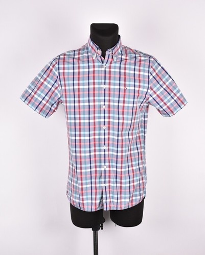 Tommy Hilfiger York Ajustado Manga Corta Multicolor Hombre Camisa Talla eBay