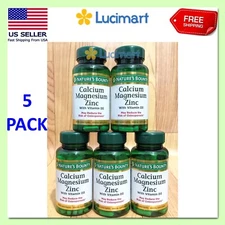 Nature's Bounty Calcium Magnesium Zinc Supports Bone Health 100 Count (5 Pack)