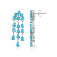 Cavill Ohrringe Damen 925 Sterling Silber Platin Blau TüRkis 5,30Ct Tropfen