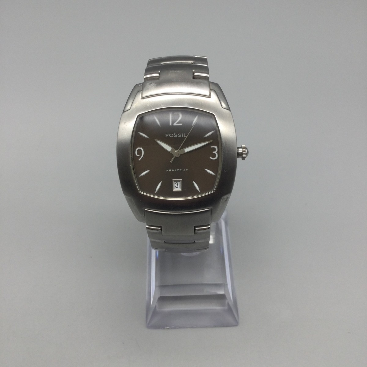 Fossil Arkitekt Watch Unisex FS-2971 36mm Silver Tone Date New 