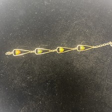 RARE Vintage Starlux Australian Opal Gold Over Sterling Silver Bracelet 7 In