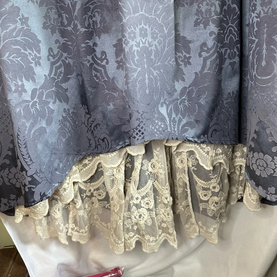 Handmade Renaissance Medieval Cosplay Dress Blue Lace Layered Lined - Image 4 of 4