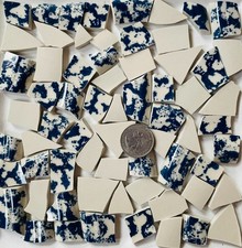 Blue and White China Mosaic Tiles: Handmade Art  Craft Supplies F392