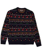 Marks Spencer Mens Crew Neck Jumper Sweater Medium Navy Blue Christmas CN10