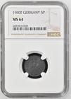 Germany 5 Pfennig 1940F NGC MS 64