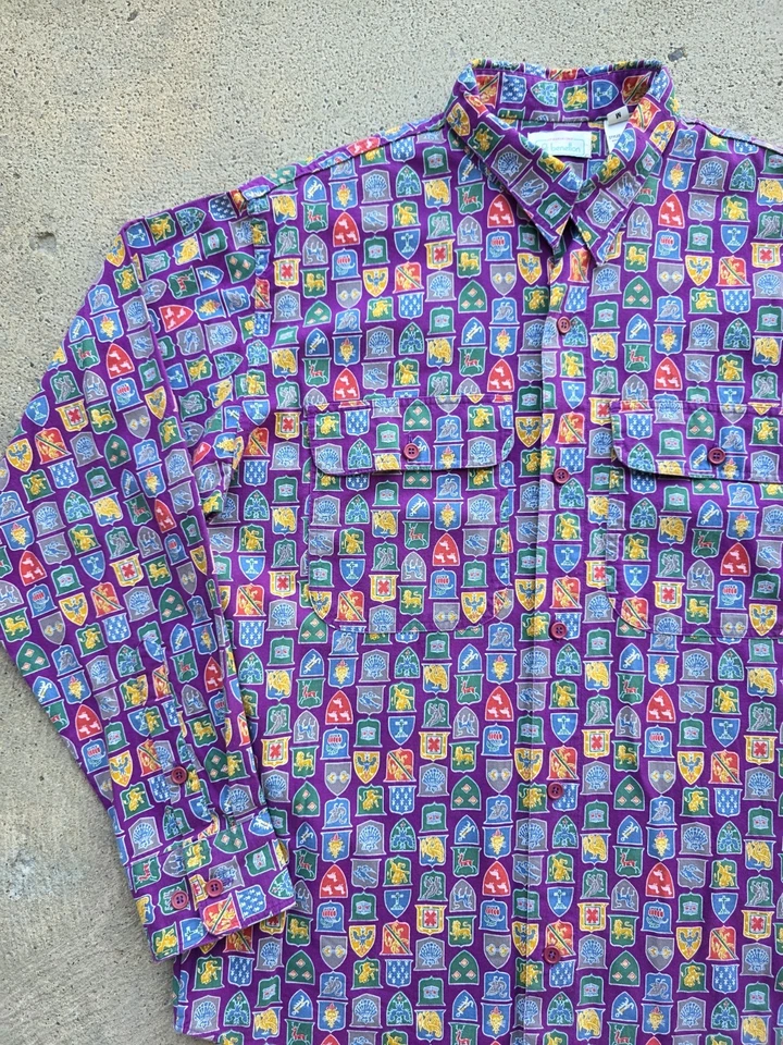 CAMISA VINTAGE RARA ESTAMPADA BENETTON ABOTONADA TALLA M Foto 3 de 4