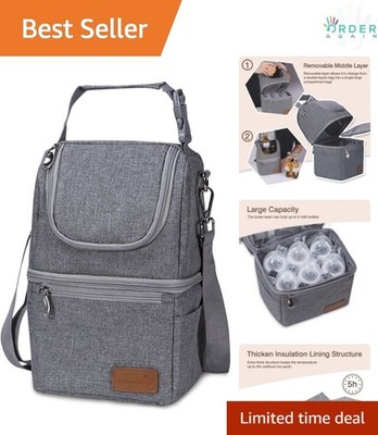 Insulated Baby Bottle Cooler Bag Multi-Function Breastmilk Wine Carrier Unisex