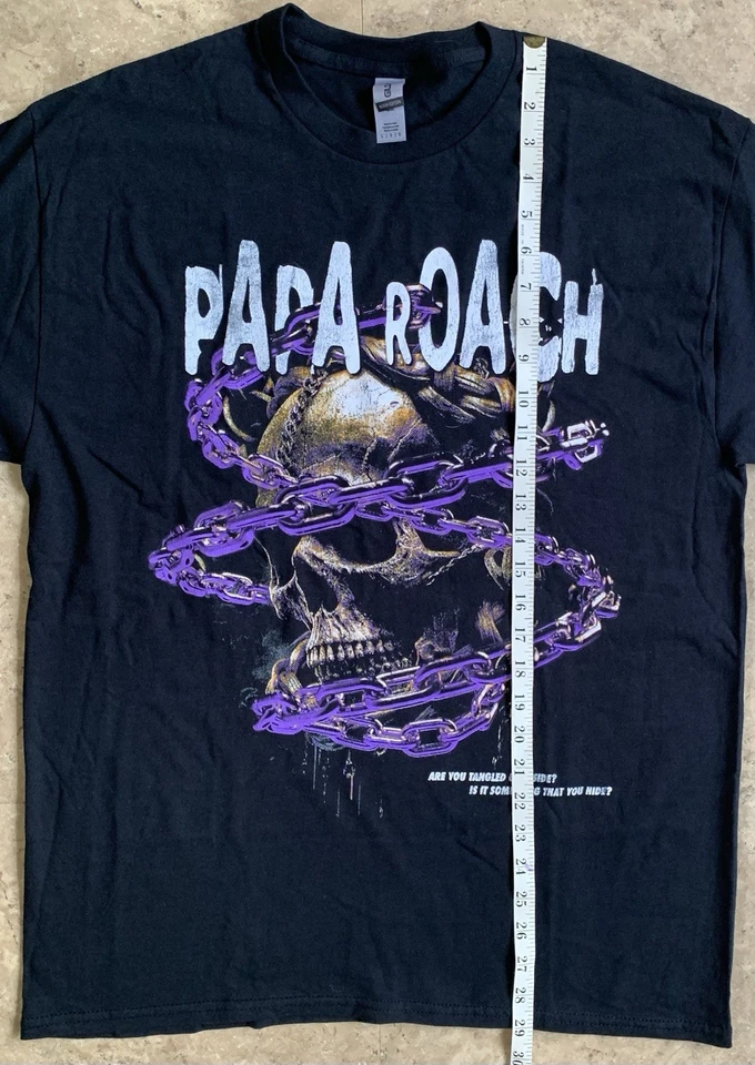 Papa Roach Rock Nu Metal T-Shirt Sz Large Double Sided Band Tee Black S/S - Image 3 of 4