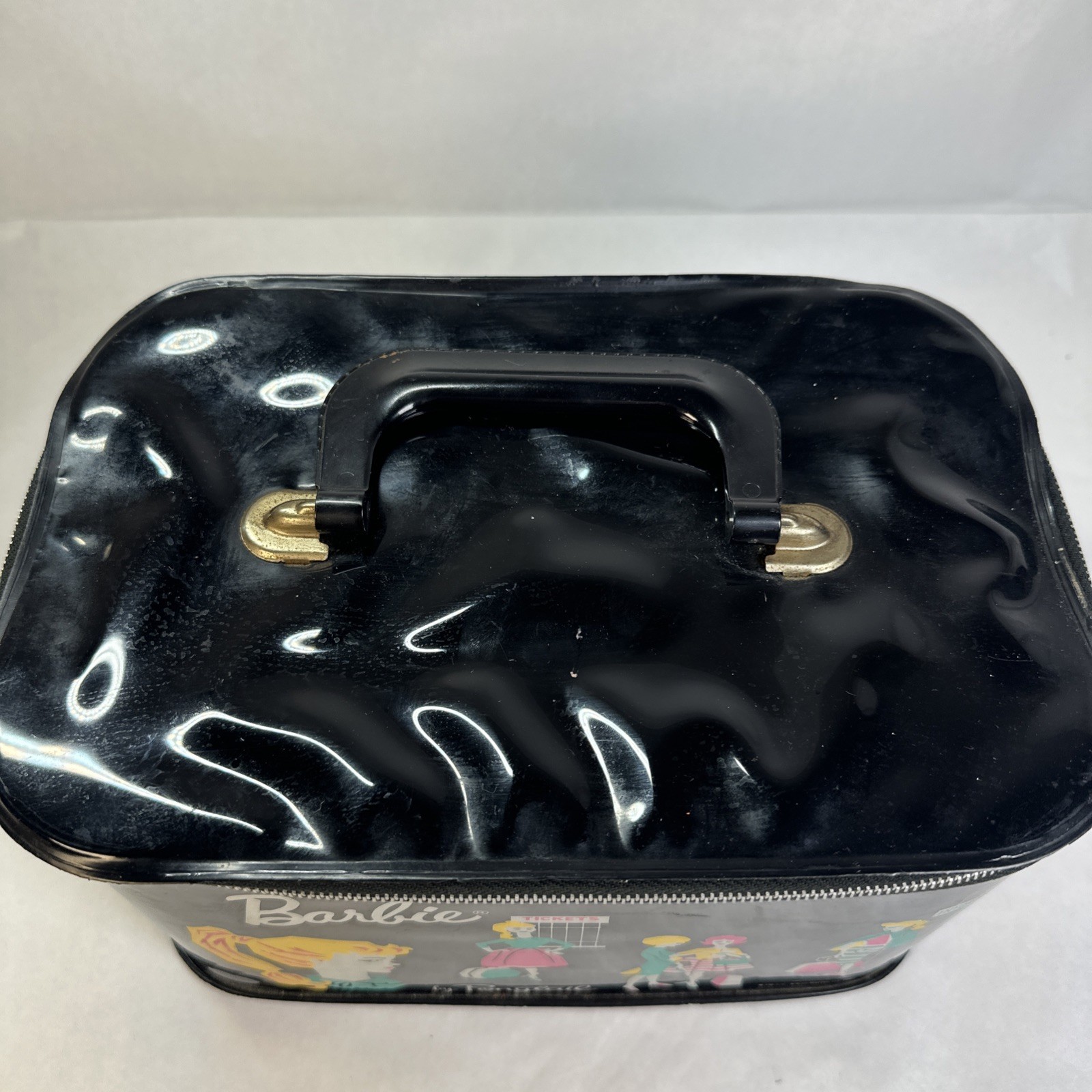 Vtg 1962 Barbie by Ponytail Train Case Mattel Zipper Doll Carry Storage