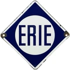 VINTAGE ERIE RAILROAD PORCELAIN SIGN TRAIN STATION CABOOSE GAS OIL FREIGHT STOP