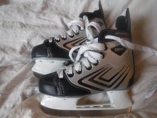CCM Youth Black and silver Gray Ice Hokey Skates Size 12 J Pre Owned