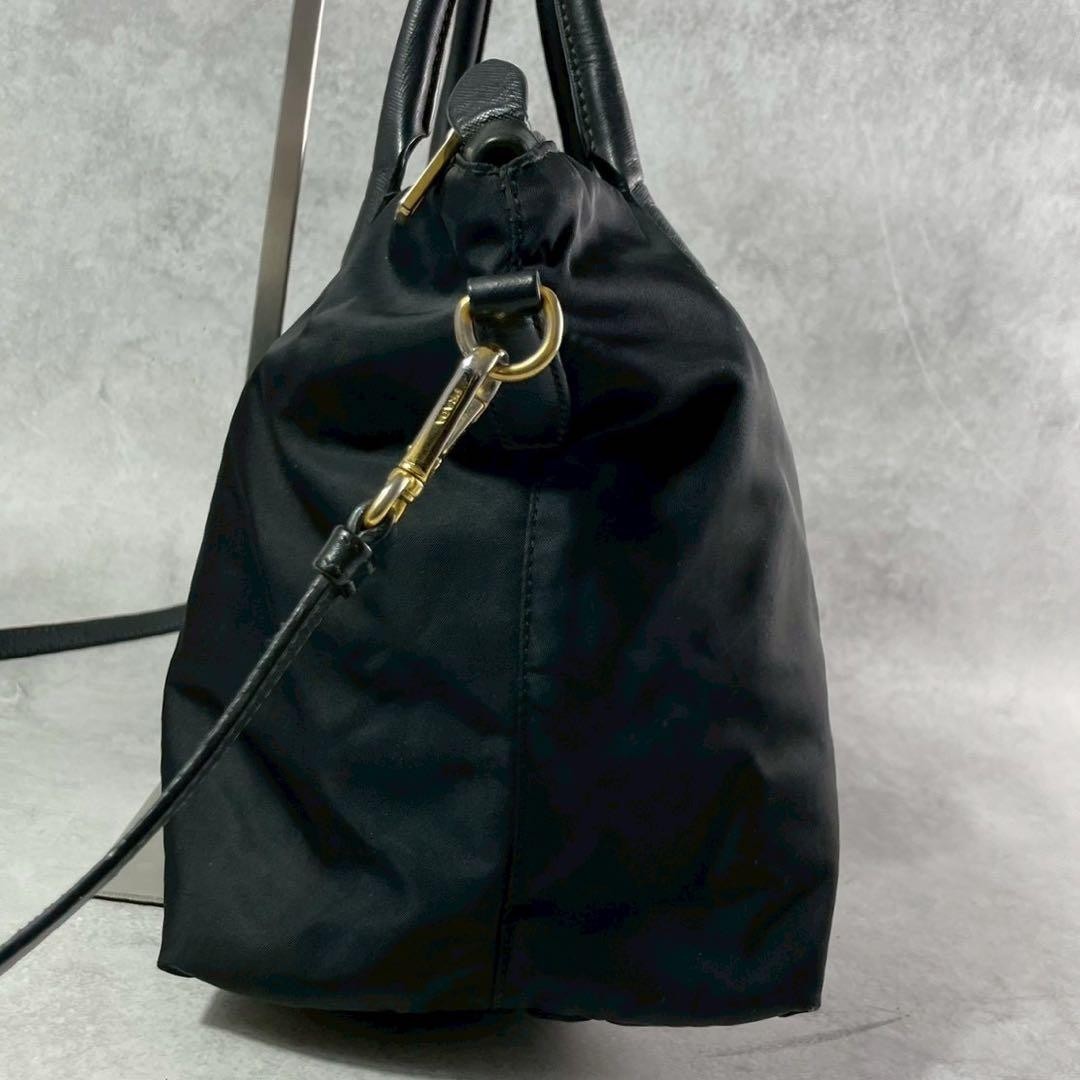 Excellent Condition PRADA 2way Bag Triangle Logo Tessuto Nylon Leather Black thumbnail 5
