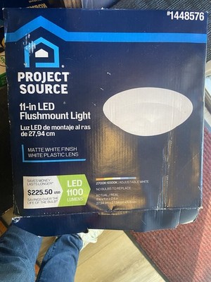 Project Source 11 Inch Led Flash Mount Light(Matt White Finish/White Plastic Len