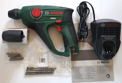 BOSCH Uneo Bohrhammer Schlagbohrschrauber SDS Quick 12 V Ladegerät DIY wie NEU