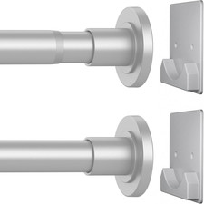 Matte Silver Shower Curtain Rod,1 Inch Diameter Stainless Steel Adjustable Sprin