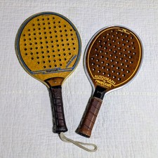 (2) Raqueta de paleta de madera autógrafa Marcraft Super Sorba Doug Russell APTA VT