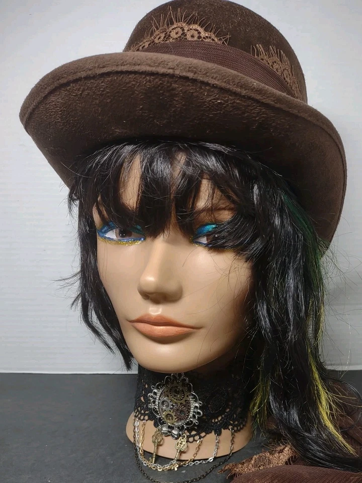 Sombrero Steampunk Ajustado Adulto Encaje Collar Talla Única Marrón Engranajes Coste de Juegos con disfraces Foto 2 de 4