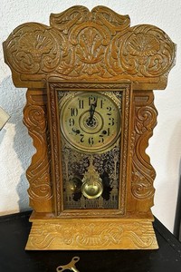 Antique New Haven Gingerbread Mantle Clock With Alarm All Original Dial & Glass!