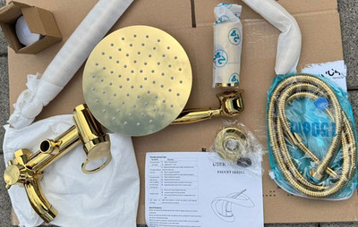 Shower Set JZR-587589 Duschsystem mit Armatur Duschset Retro Gold NEU