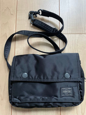 PORTER Tanker 2Way Shoulder Waist Belt Bag Pouch Black Nylon Yoshida Japan Used