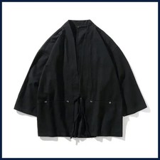 Men Retro Japanese Style Kimono Cardigan Haori Coat