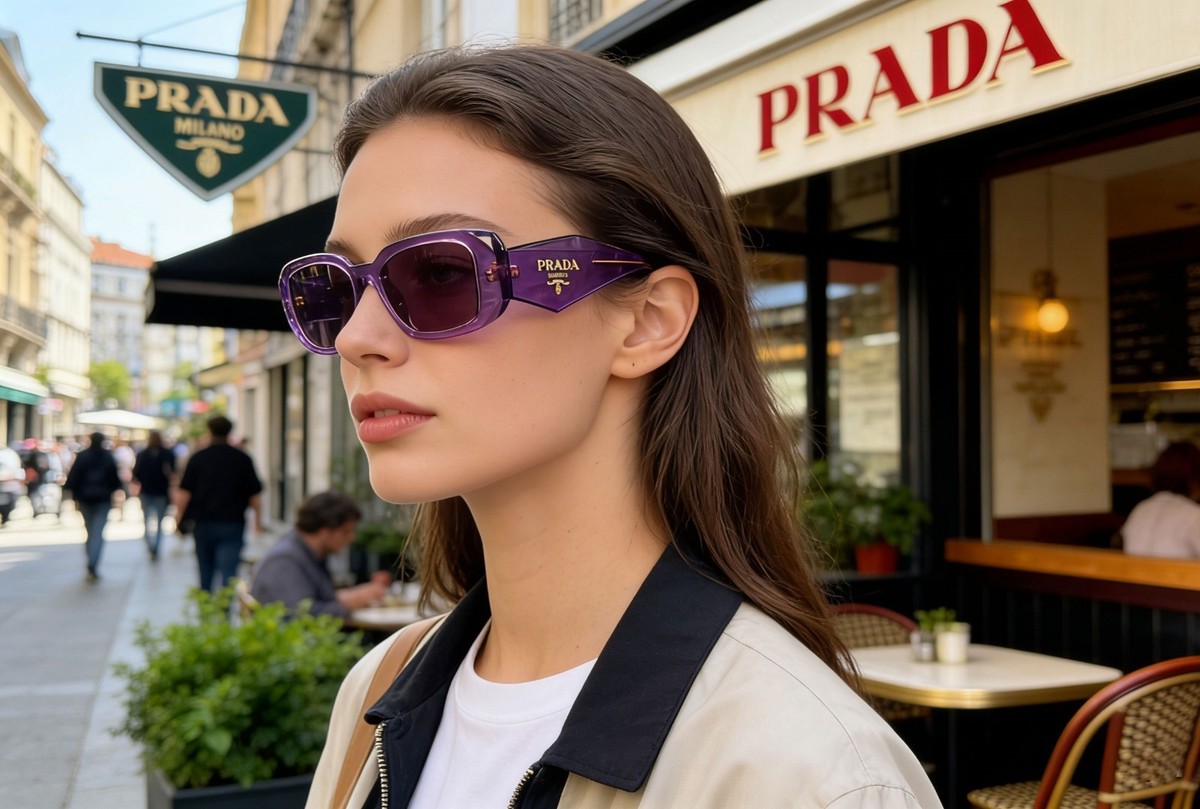 Prada PR17WS Women's Sunglasses Transparent Purple Retro Square