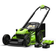 Image of Greenworks 48V 46cm Self-Propelled Cordless Lawn Mower + 2 x 24V (4Ah) Batteries