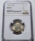 1939-S WASHINGTON Quarter 25c Coin ~ NGC Certified Mint State MS64 ~ Key Date ~