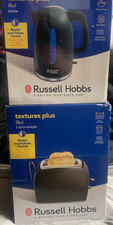 Russell Hobbs Textures Plus 2 Slice Toaster & 1.7 L Kettle Set in Black * NEW *