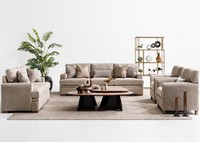 Hellbraunes Sofa Set 3-Sitzer Sofa 2-Sitzer Sofa Sessel Wohnzimmer