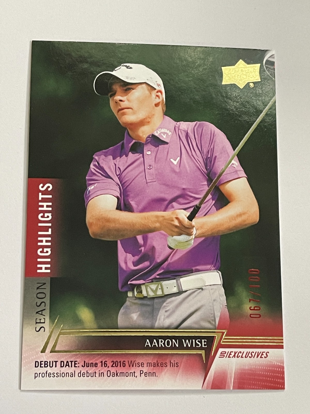 2024 Upper Deck Golf Aaron Wise Season Highlights UD Exclusives /100 #60