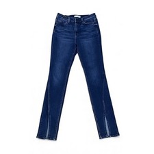 Flying Monkey Women  s Size 29 Front Slit Straight Dark Wash Stretchy Blue Jeans