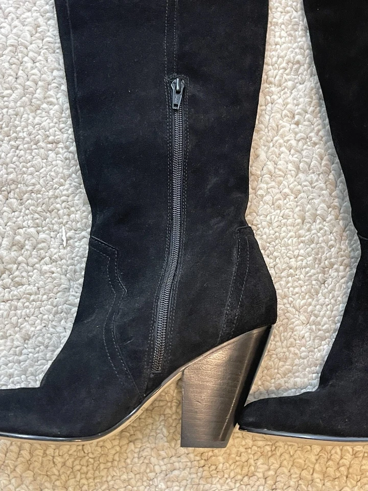 Botas Corso Como Mujer Gamuza Hasta la Rodilla Cremallera Tacón Bloque Negras Talla 6.5 Foto 3 de 4
