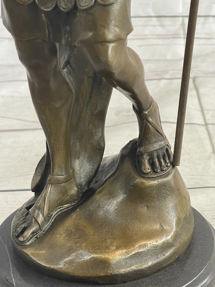 Bronze Marble Statue Roman Military Warrior War Sparton Art Deco