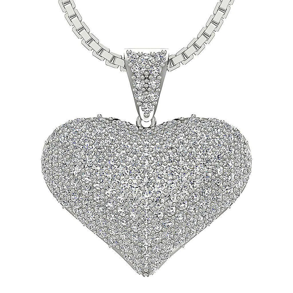 Collar Colgante Corazón Diamante Corte Redondo I1 G 1.20 Ct Oro Blanco Amarillo Rosa 14K Foto 3 de 4