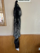 Ranch Black Silver Fox Fur Hide Pelt Tanned Log Cabin Decor XXL Size.