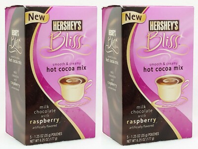 2 BOXES Hershey's Bliss Milk Chocolate with RASPBERRY Hot Cocoa Drink Mix