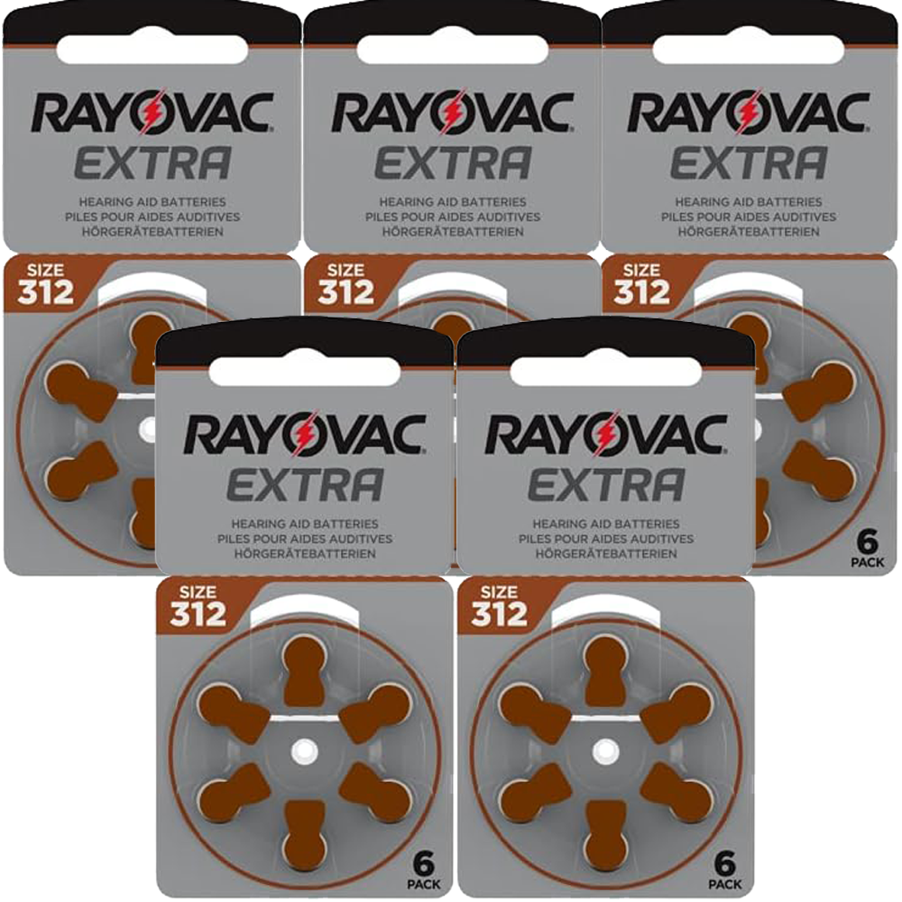 200 Batterie Per Apparecchi Acustici Auricolari Rayovac Extra Misura 312 PR41 (Marroni) - 10 Blister Da 8 E 20 Blister Da 6 Pile - Foto 2