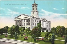 Trees And Colorful Flowers At The State Capitol, Nashville, Tennessee Postcard