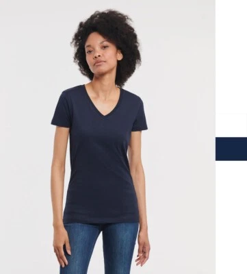 RUSSELL EUROPE Russell Pure Organic Damen V-Neck T-Shirt Tee organisch bedruckbar R-103F-0 NEU