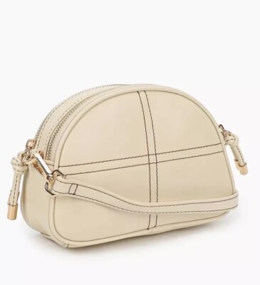 TOPSHOP Topstitch Half Moon Crossbody Bag In Cream