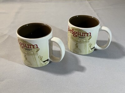 Pair of Starbucks Espresso Demitasse Cups 3 Oz Mugs Belgium Global Icons 2016