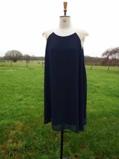 Navy Blue Semi Sheer Overlay Occasion Dress Lined AX PARIS CURVE Plus Size 26