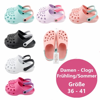 Damen Clogs  Hausschuhe Pantoletten Slipper Garten Schlappen Freizeit Schuhe