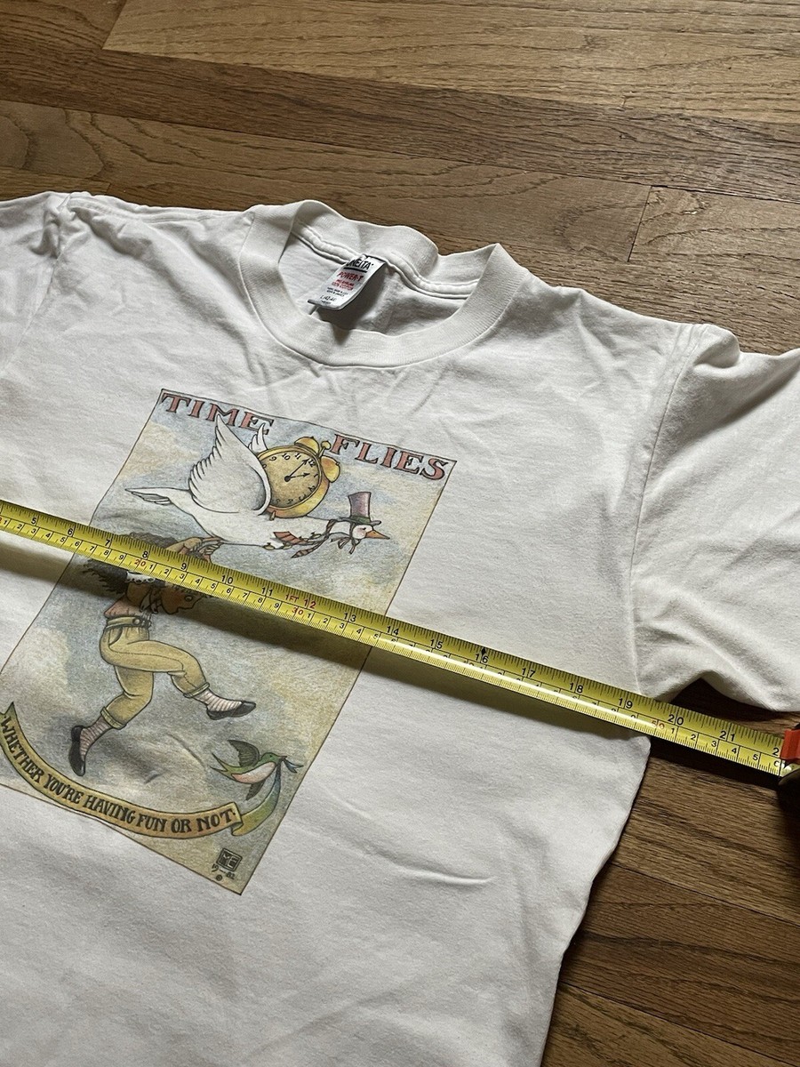 Vintage Oneita Power T Single Stitch Graphic Time Flies T Vintage Oneita Power T Single Stitch Graphic Time Flies T