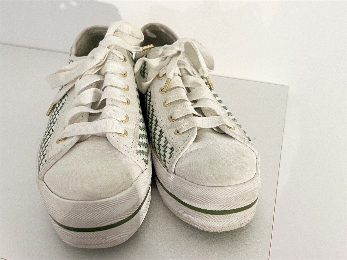 KEDS KATE SPADE Women's Triple Up Platform Woven Weave White