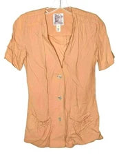 HOLLY HARP'S Vintage 70s  Blouse Shirt Top Salmon Size P(XS)