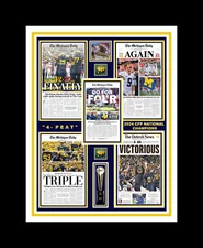 MICHIGAN WOLVERINES BEAT OHIO STATE 13 - 10  IN 4 PEAT MATTED PIC #1