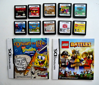 Lot of 10 Nintendo DS Games -  LEGO, SpongeBob, MX vs ATV, Rango + Carts ONLY
